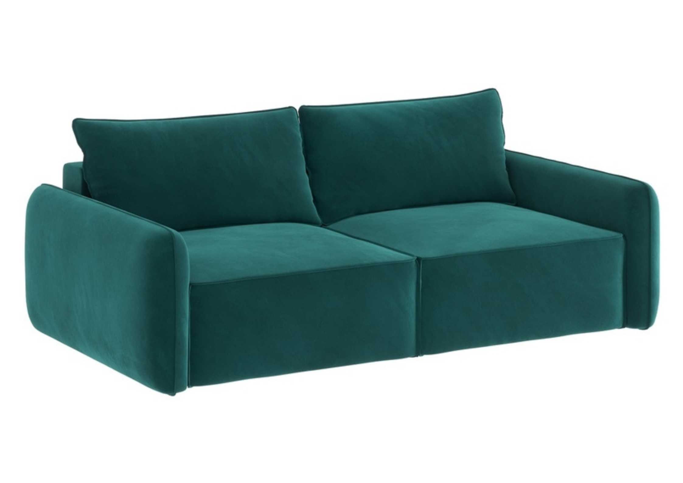 Mała zielona sofa modułowa z szwem zewnętrznym